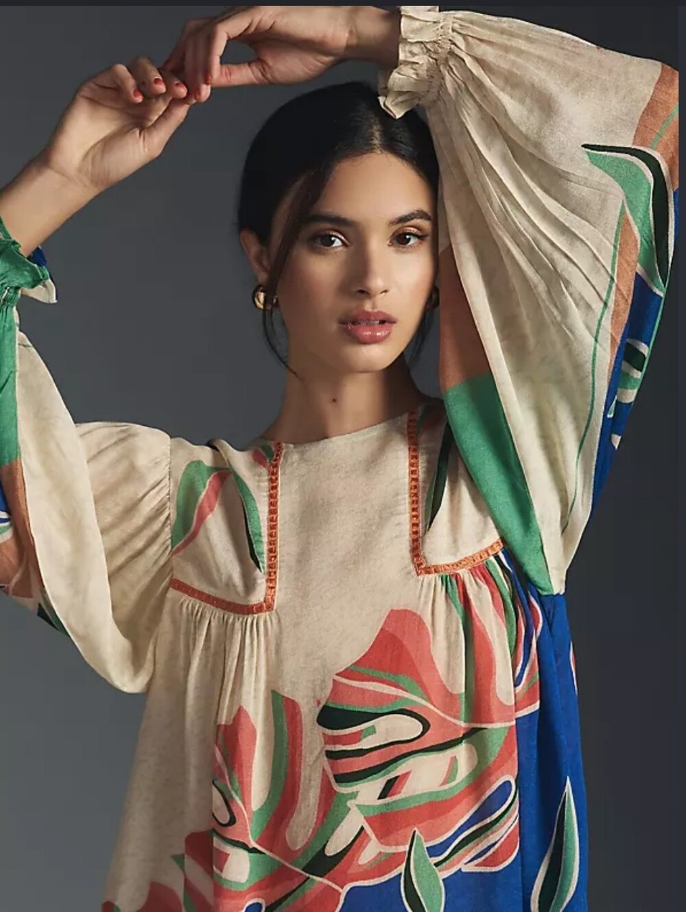 Anthropologie BL-NK London Miranda Peasant Blouse Boho Long Sleeve Top 2X